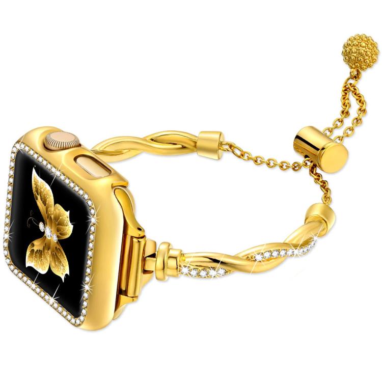 Bracelet torsadé xDfind en métal et diamant, For Apple Watch 42 / 44 / 45 / 46 / 49mm, For Apple Watch 38 / 40 / 41 / S10 42mm