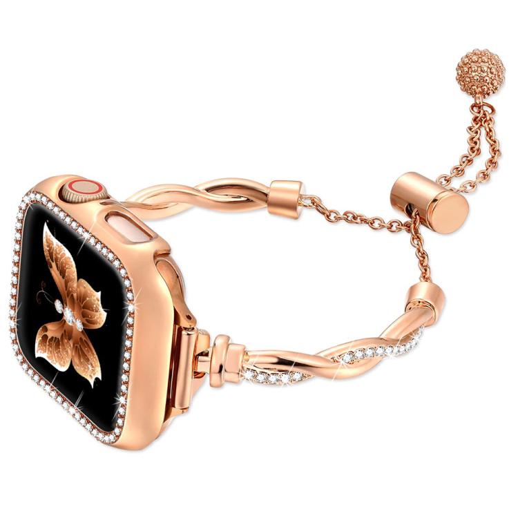 Bracelet torsadé xDfind en métal et diamant, For Apple Watch 42 / 44 / 45 / 46 / 49mm, For Apple Watch 38 / 40 / 41 / S10 42mm