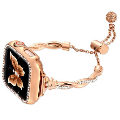 Bracelet torsadé xDfind en métal et diamant, For Apple Watch 42 / 44 / 45 / 46 / 49mm, For Apple Watch 38 / 40 / 41 / S10 42mm