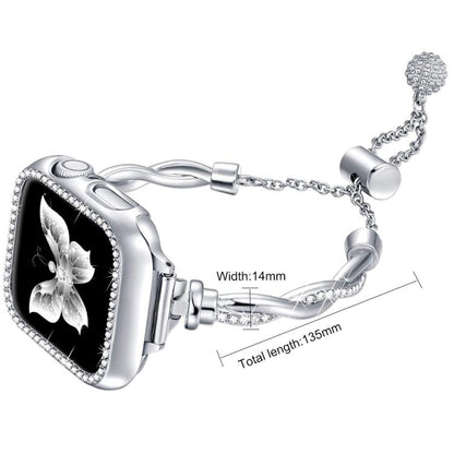 Bracelet torsadé xDfind en métal et diamant, For Apple Watch 42 / 44 / 45 / 46 / 49mm, For Apple Watch 38 / 40 / 41 / S10 42mm