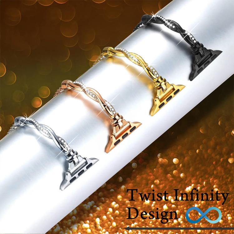 Bracelet torsadé xDfind en métal et diamant, For Apple Watch 42 / 44 / 45 / 46 / 49mm, For Apple Watch 38 / 40 / 41 / S10 42mm
