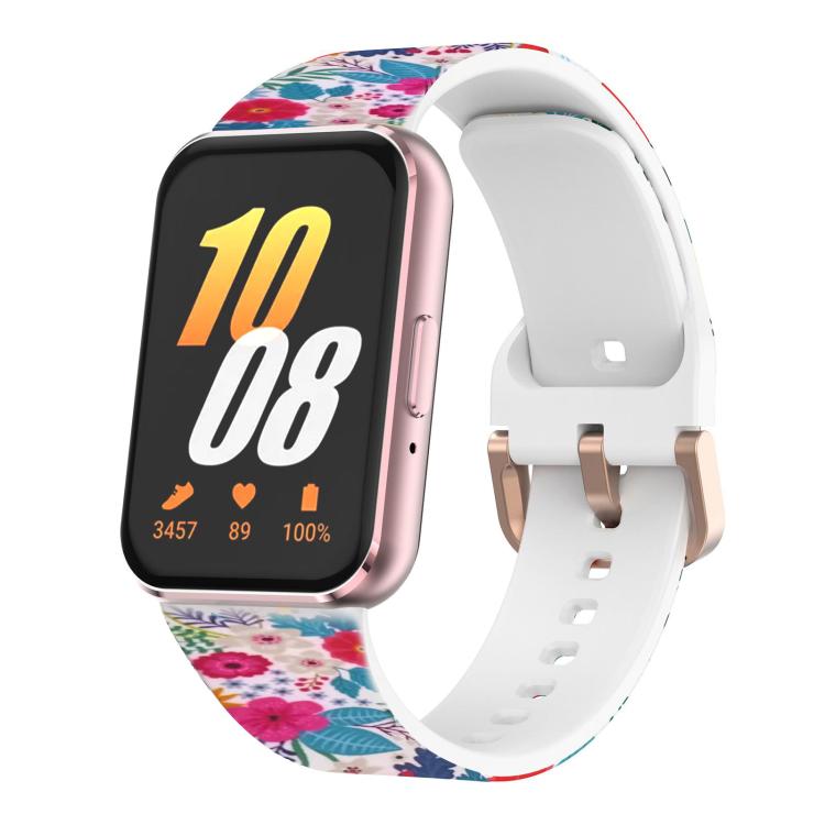 Bracelet de montre en silicone imprimé avec boucle dorée xDfind, For Samsung Galaxy Fit3