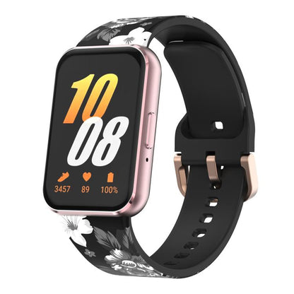 Bracelet de montre en silicone imprimé avec boucle dorée xDfind, For Samsung Galaxy Fit3