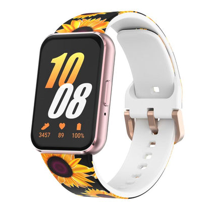 Bracelet de montre en silicone imprimé avec boucle dorée xDfind, For Samsung Galaxy Fit3