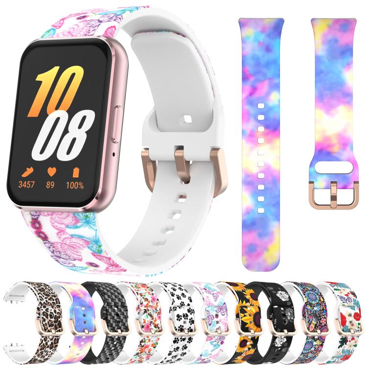 Bracelet de montre en silicone imprimé avec boucle dorée xDfind, For Samsung Galaxy Fit3
