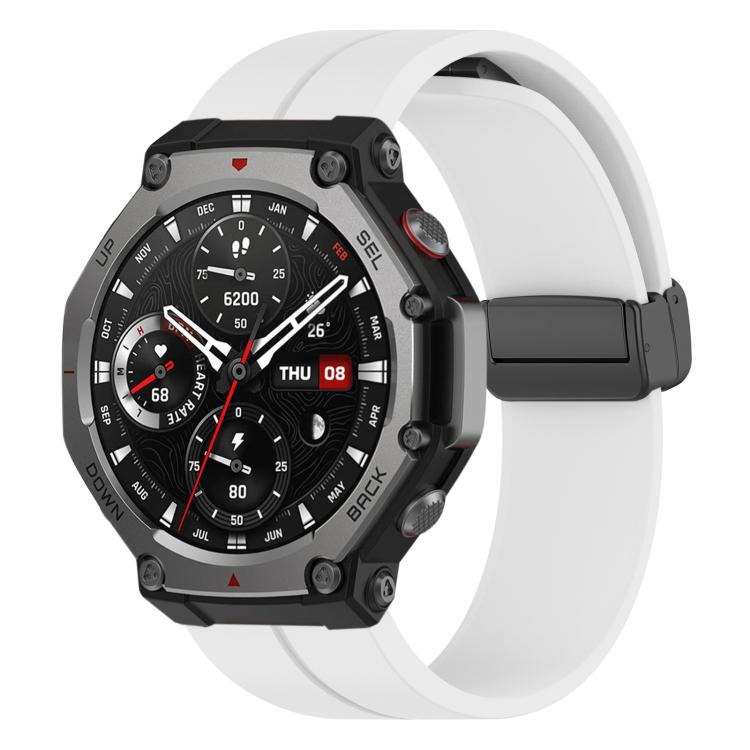 Bracelet de montre en silicone noir pliable à rainure plate xDfind, For Amazfit T-Rex 3