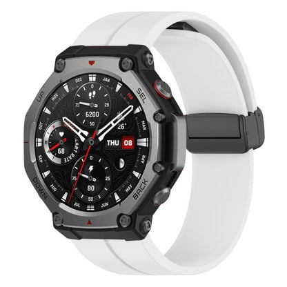 Bracelet de montre en silicone noir pliable à rainure plate xDfind, For Amazfit T-Rex 3