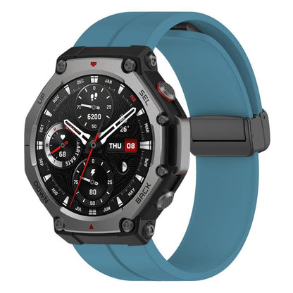 Bracelet de montre en silicone noir pliable à rainure plate xDfind, For Amazfit T-Rex 3