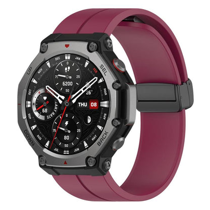 Bracelet de montre en silicone noir pliable à rainure plate xDfind, For Amazfit T-Rex 3