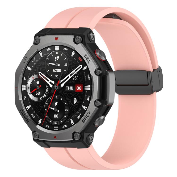 Bracelet de montre en silicone noir pliable à rainure plate xDfind, For Amazfit T-Rex 3