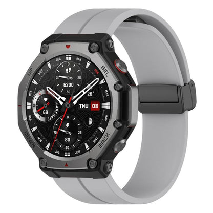 Bracelet de montre en silicone noir pliable à rainure plate xDfind, For Amazfit T-Rex 3