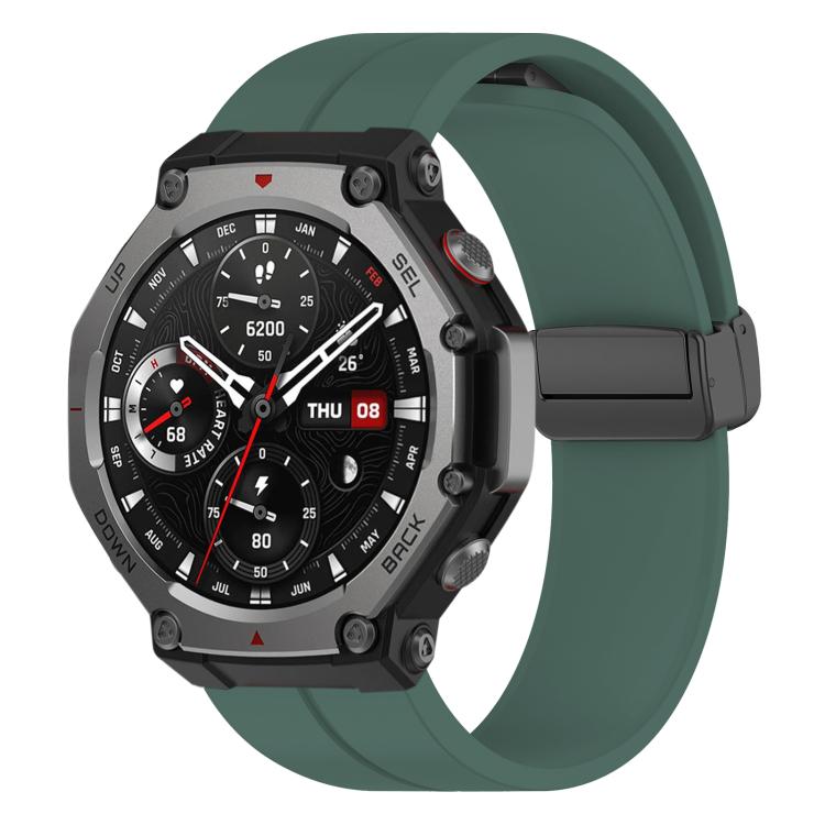 Bracelet de montre en silicone noir pliable à rainure plate xDfind, For Amazfit T-Rex 3