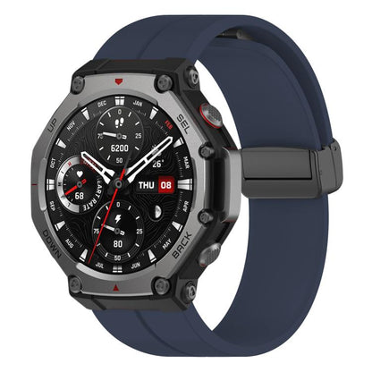 Bracelet de montre en silicone noir pliable à rainure plate xDfind, For Amazfit T-Rex 3