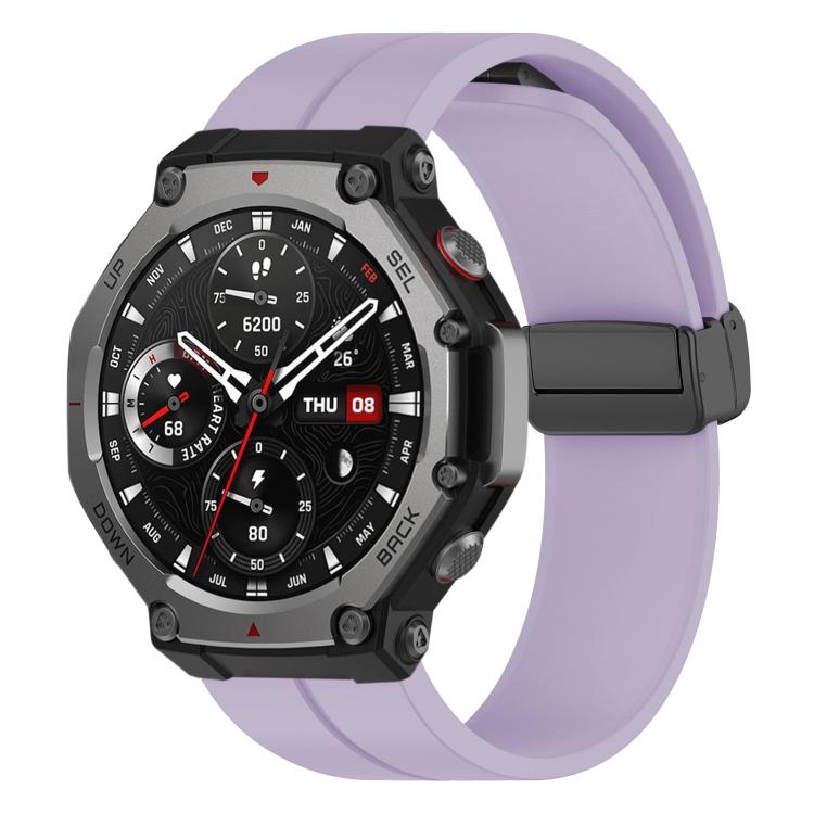 Bracelet de montre en silicone noir pliable à rainure plate xDfind, For Amazfit T-Rex 3