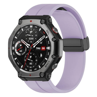 Bracelet de montre en silicone noir pliable à rainure plate xDfind, For Amazfit T-Rex 3