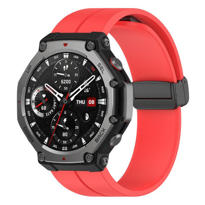 Bracelet de montre en silicone noir pliable à rainure plate xDfind, For Amazfit T-Rex 3