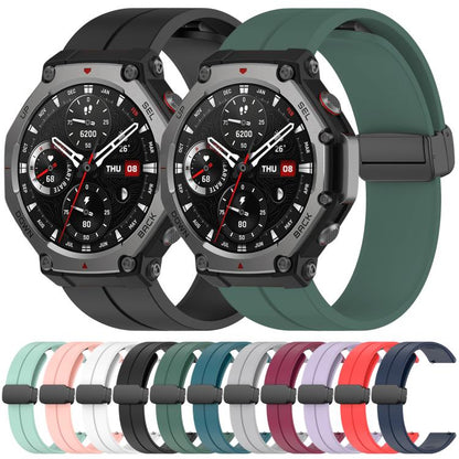 Bracelet de montre en silicone noir pliable à rainure plate xDfind, For Amazfit T-Rex 3