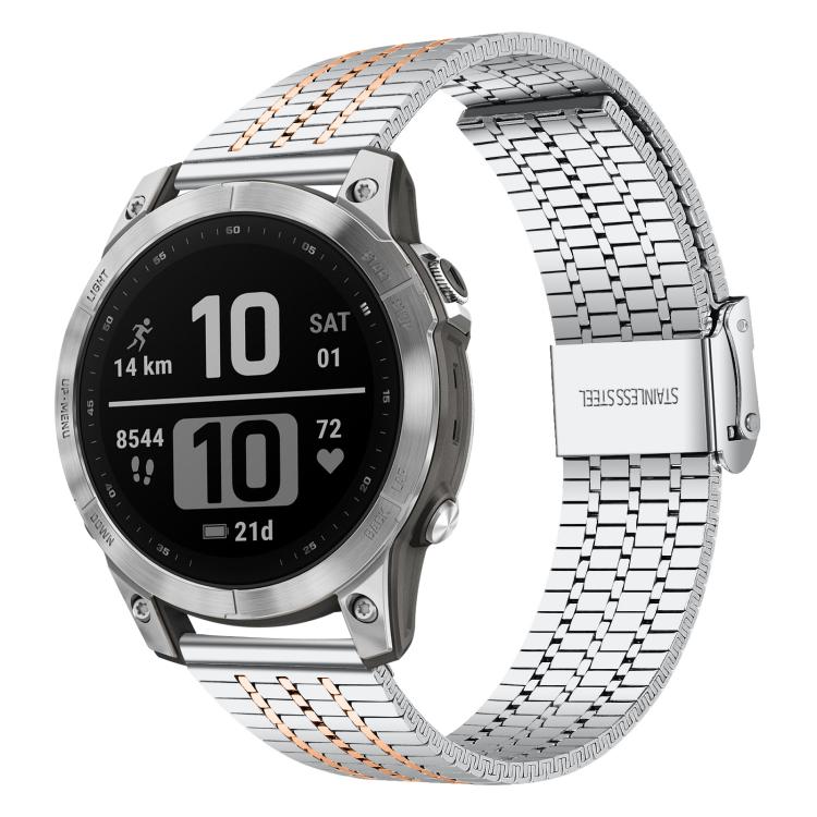 Bracelet de montre en acier inoxydable à sept perles xDfind, For Garmin Fenix 8 / 7X / 6X / 5X 26mm, For Garmin Fenix 8 / 7 / 6 / 5 22mm