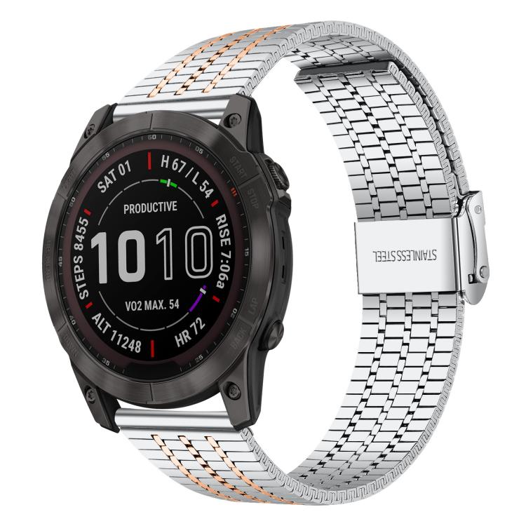 Bracelet de montre en acier inoxydable à sept perles xDfind, For Garmin Fenix 8 / 7X / 6X / 5X 26mm, For Garmin Fenix 8 / 7 / 6 / 5 22mm