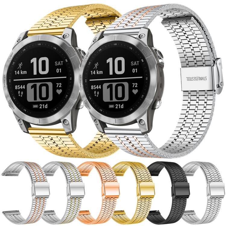 Bracelet de montre en acier inoxydable à sept perles xDfind, For Garmin Fenix 8 / 7X / 6X / 5X 26mm, For Garmin Fenix 8 / 7 / 6 / 5 22mm