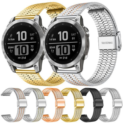 Bracelet de montre en acier inoxydable à sept perles xDfind, For Garmin Fenix 8 / 7X / 6X / 5X 26mm, For Garmin Fenix 8 / 7 / 6 / 5 22mm