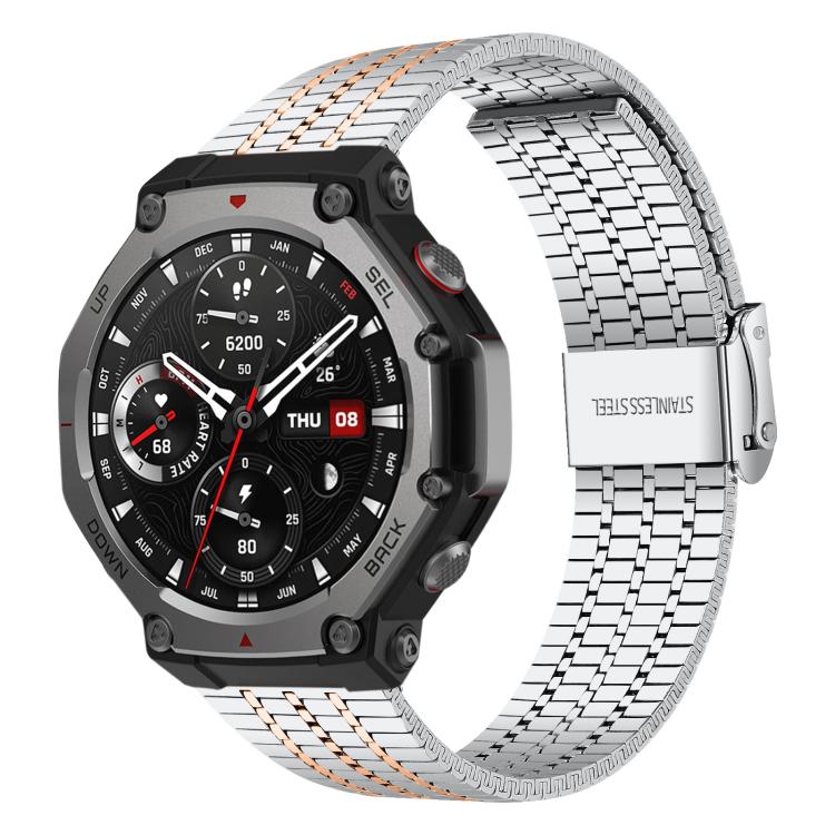 Bracelet de montre en acier inoxydable à sept perles xDfind, For Amazfit T-Rex 3
