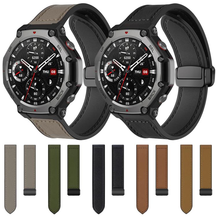Bracelet de montre xDfind en silicone à motif Crazy Horse et boucle magnétique, For Amazfit T-Rex 3