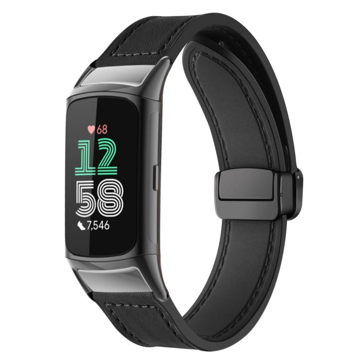 Bracelet de montre xDfind en silicone à motif Crazy Horse et boucle magnétique, For Fitbit Charge 5 / Charge 6