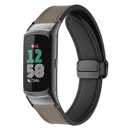 Bracelet de montre xDfind en silicone à motif Crazy Horse et boucle magnétique, For Fitbit Charge 5 / Charge 6