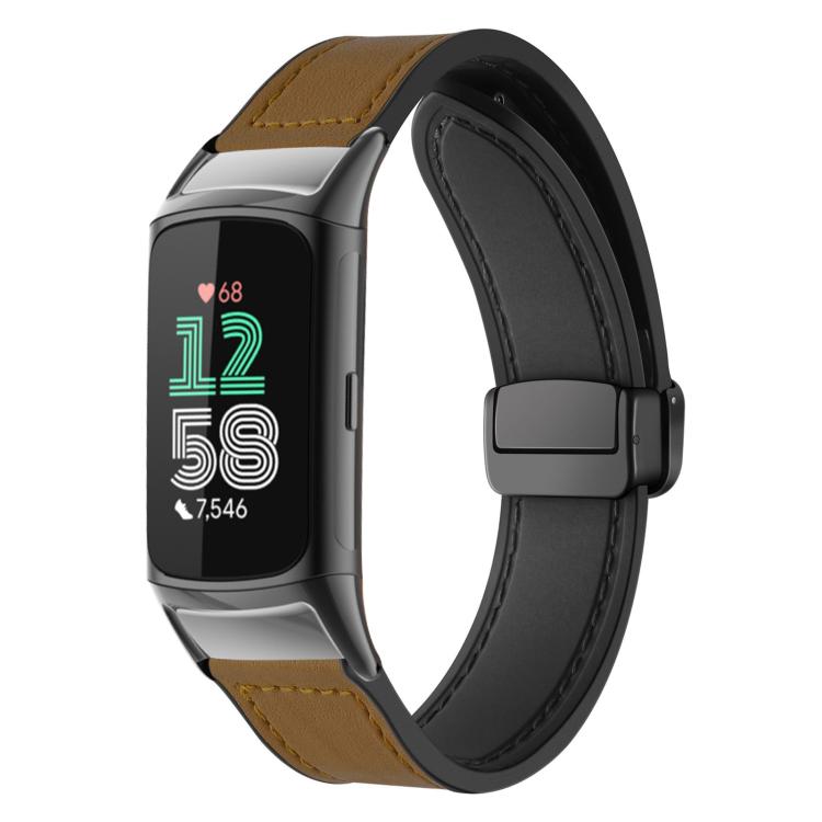 Bracelet de montre xDfind en silicone à motif Crazy Horse et boucle magnétique, For Fitbit Charge 5 / Charge 6