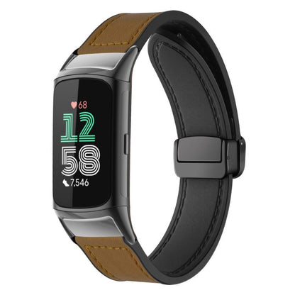 Bracelet de montre xDfind en silicone à motif Crazy Horse et boucle magnétique, For Fitbit Charge 5 / Charge 6