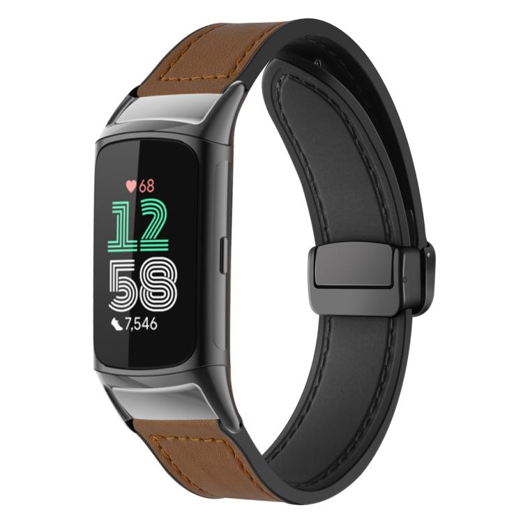 Bracelet de montre xDfind en silicone à motif Crazy Horse et boucle magnétique, For Fitbit Charge 5 / Charge 6