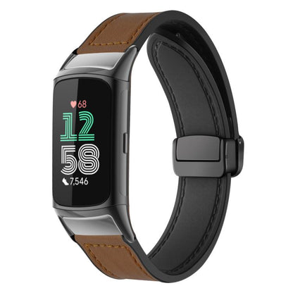 Bracelet de montre xDfind en silicone à motif Crazy Horse et boucle magnétique, For Fitbit Charge 5 / Charge 6