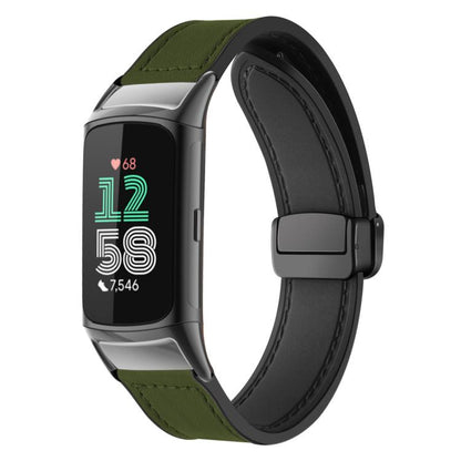Bracelet de montre xDfind en silicone à motif Crazy Horse et boucle magnétique, For Fitbit Charge 5 / Charge 6