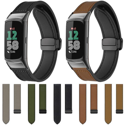 Bracelet de montre xDfind en silicone à motif Crazy Horse et boucle magnétique, For Fitbit Charge 5 / Charge 6