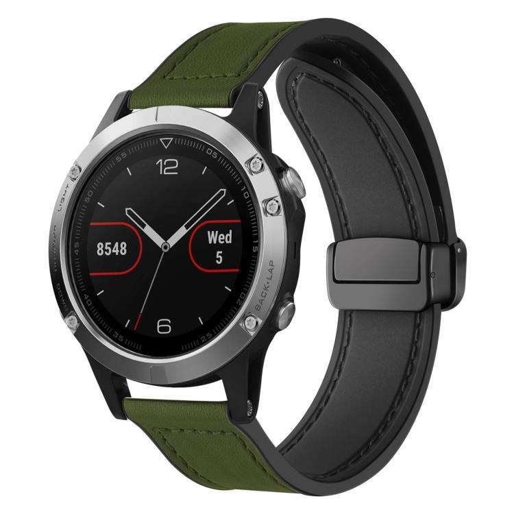 Bracelet de montre xDfind en silicone à motif Crazy Horse et boucle magnétique, For Garmin Fenix 8 / 7X / 6X / 5X 26mm, For Garmin Fenix 8 / 7 / 6 / 5 22mm