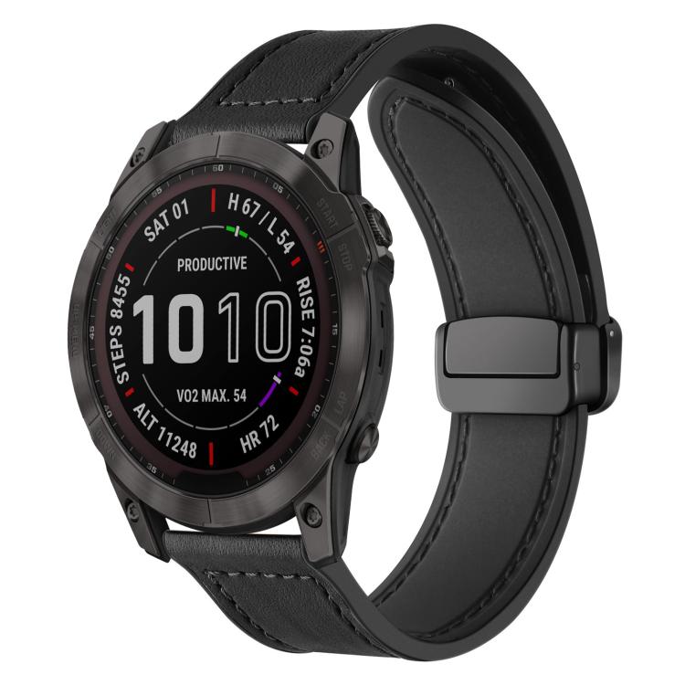 Bracelet de montre xDfind en silicone à motif Crazy Horse et boucle magnétique, For Garmin Fenix 8 / 7X / 6X / 5X 26mm, For Garmin Fenix 8 / 7 / 6 / 5 22mm