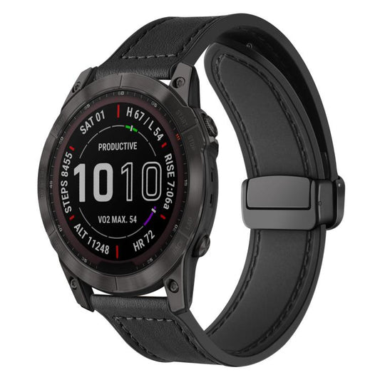 Bracelet de montre xDfind en silicone à motif Crazy Horse et boucle magnétique, For Garmin Fenix 8 / 7X / 6X / 5X 26mm, For Garmin Fenix 8 / 7 / 6 / 5 22mm