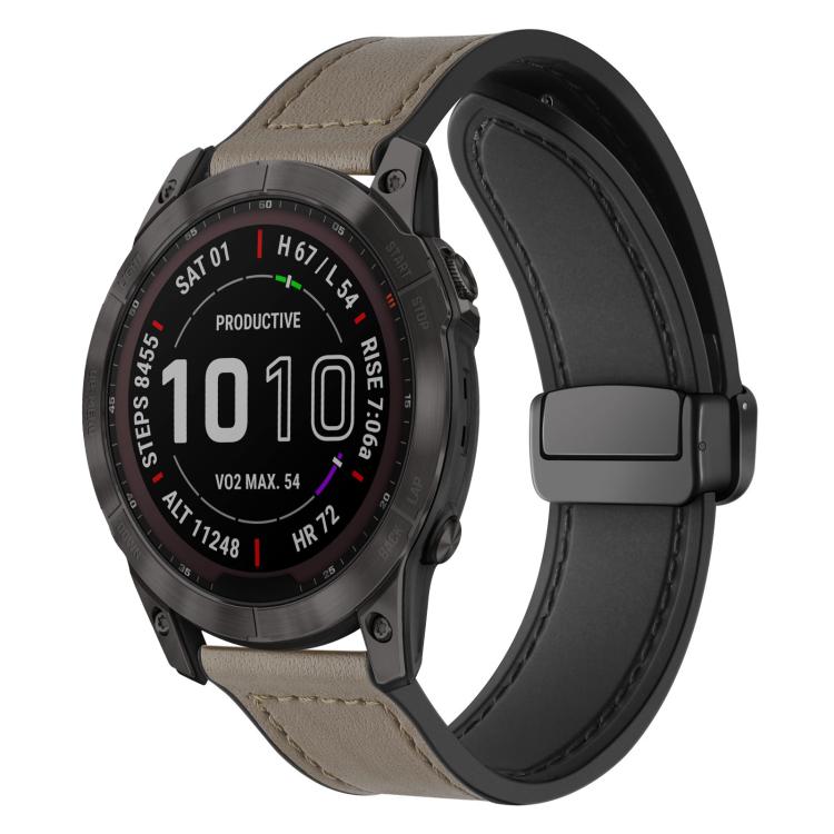 Bracelet de montre xDfind en silicone à motif Crazy Horse et boucle magnétique, For Garmin Fenix 8 / 7X / 6X / 5X 26mm, For Garmin Fenix 8 / 7 / 6 / 5 22mm