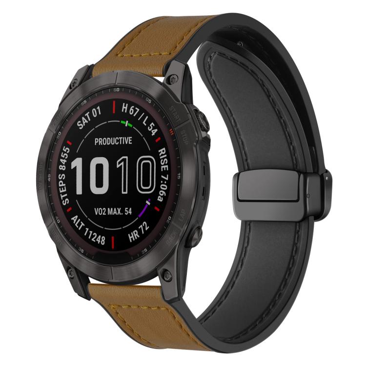 Bracelet de montre xDfind en silicone à motif Crazy Horse et boucle magnétique, For Garmin Fenix 8 / 7X / 6X / 5X 26mm, For Garmin Fenix 8 / 7 / 6 / 5 22mm