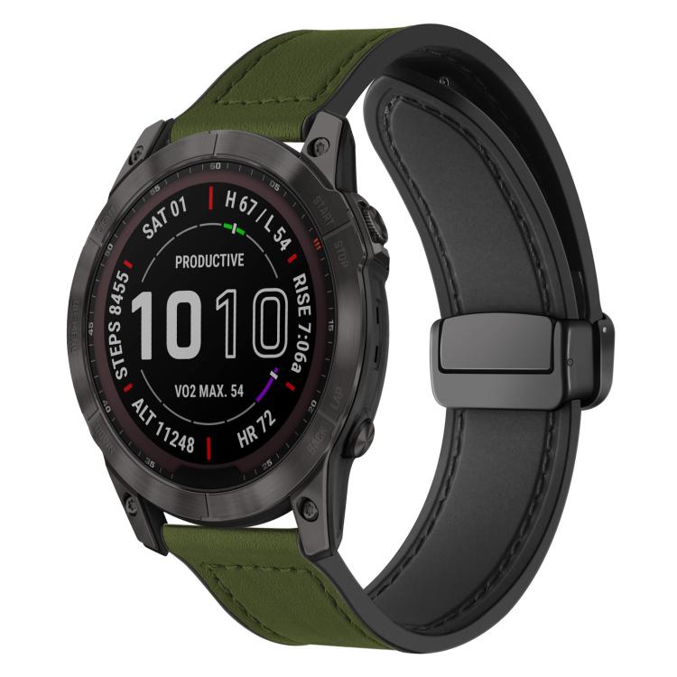 Bracelet de montre xDfind en silicone à motif Crazy Horse et boucle magnétique, For Garmin Fenix 8 / 7X / 6X / 5X 26mm, For Garmin Fenix 8 / 7 / 6 / 5 22mm