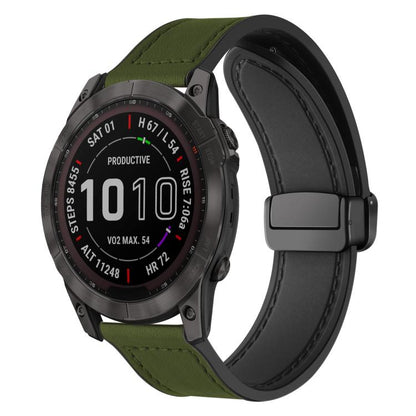 Bracelet de montre xDfind en silicone à motif Crazy Horse et boucle magnétique, For Garmin Fenix 8 / 7X / 6X / 5X 26mm, For Garmin Fenix 8 / 7 / 6 / 5 22mm