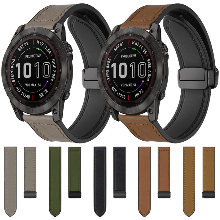 Bracelet de montre xDfind en silicone à motif Crazy Horse et boucle magnétique, For Garmin Fenix 8 / 7X / 6X / 5X 26mm, For Garmin Fenix 8 / 7 / 6 / 5 22mm