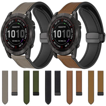 Bracelet de montre xDfind en silicone à motif Crazy Horse et boucle magnétique, For Garmin Fenix 8 / 7X / 6X / 5X 26mm, For Garmin Fenix 8 / 7 / 6 / 5 22mm