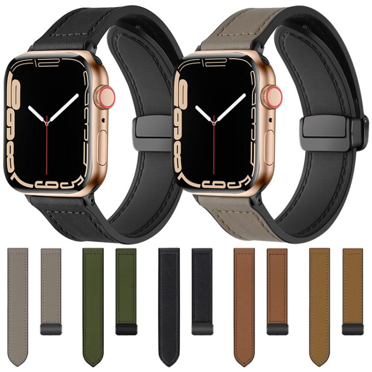 Bracelet de montre xDfind en silicone à motif Crazy Horse et boucle magnétique, For Apple Watch 42 / 44 / 45 / 46 / 49mm, For Apple Watch 38 / 40 / 41 / S10 42mm
