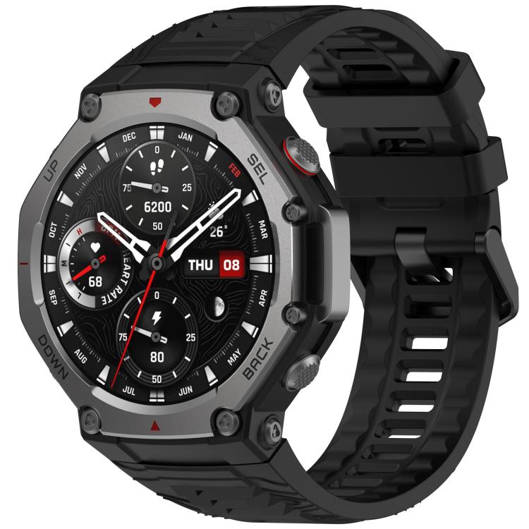 Bracelet de montre en silicone noir uni xDfind, For Amazfit T-Rex 3