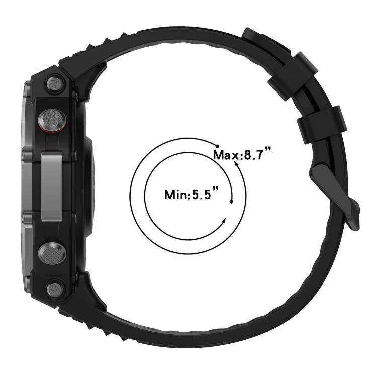 Bracelet de montre en silicone noir uni xDfind, For Amazfit T-Rex 3