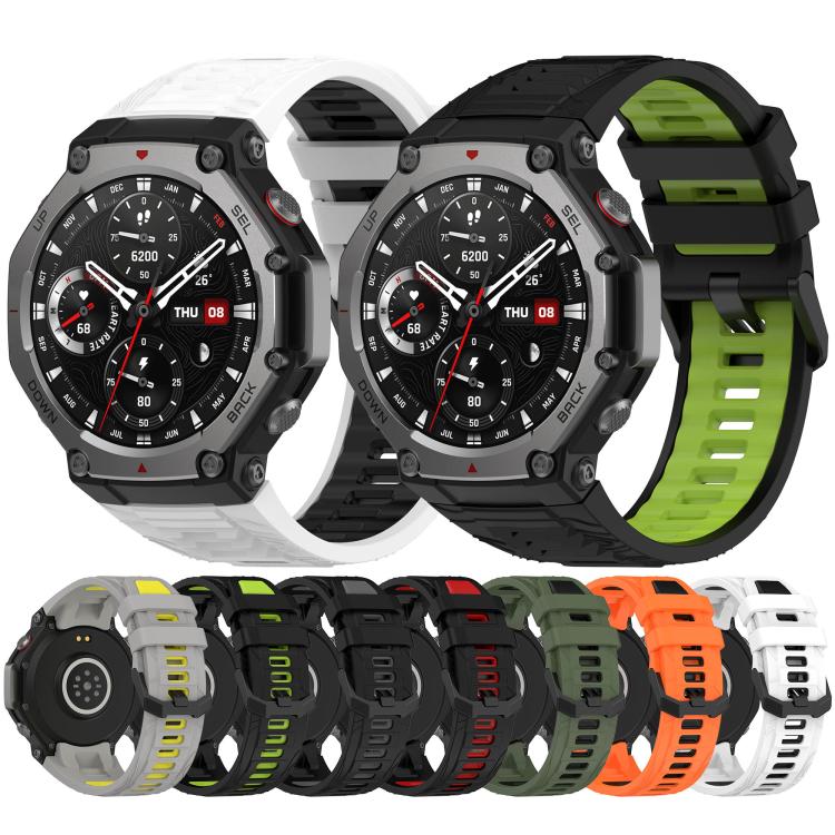 Bracelet de montre en silicone à boucle noire bicolore xDfind, For Amazfit T-Rex 3