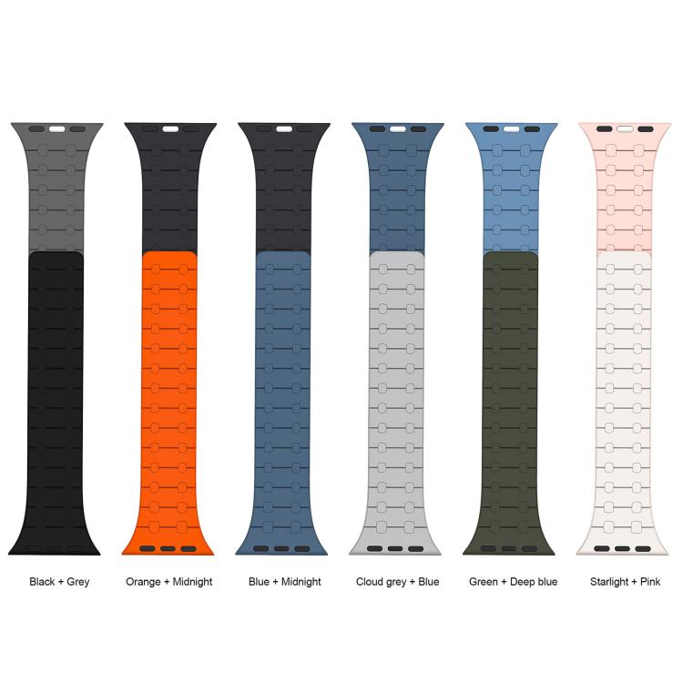 Bracelet de montre magnétique en silicone xDfind aux couleurs contrastées, For Apple Watch 42 / 44 / 45 / 46 / 49mm, For Apple Watch 38 / 40 / 41 / S10 42mm
