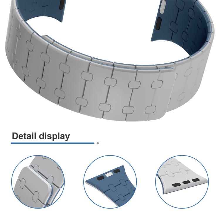 Bracelet de montre magnétique en silicone xDfind aux couleurs contrastées, For Apple Watch 42 / 44 / 45 / 46 / 49mm, For Apple Watch 38 / 40 / 41 / S10 42mm